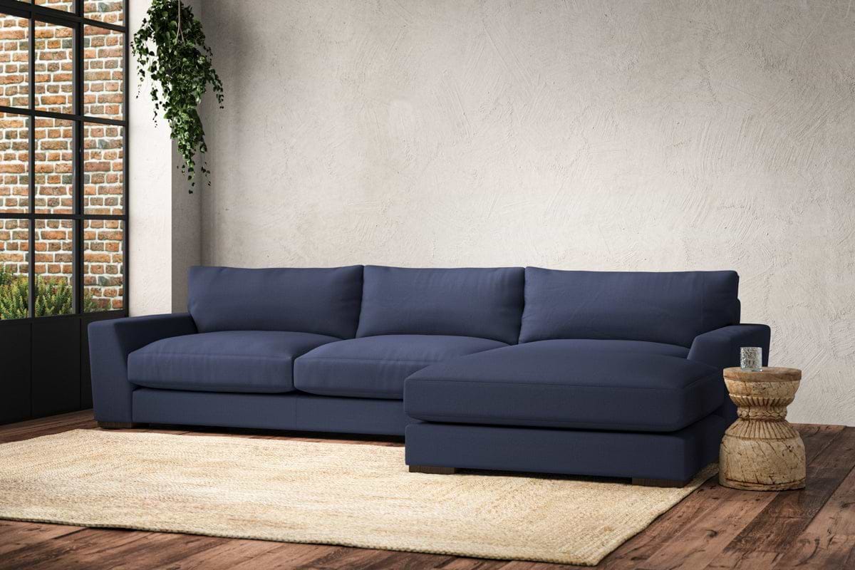 Guddu Large Right Hand Chaise Sofa - Recycled Cotton Navy