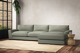 Guddu Large Right Hand Chaise Sofa - Recycled Cotton Seaspray
