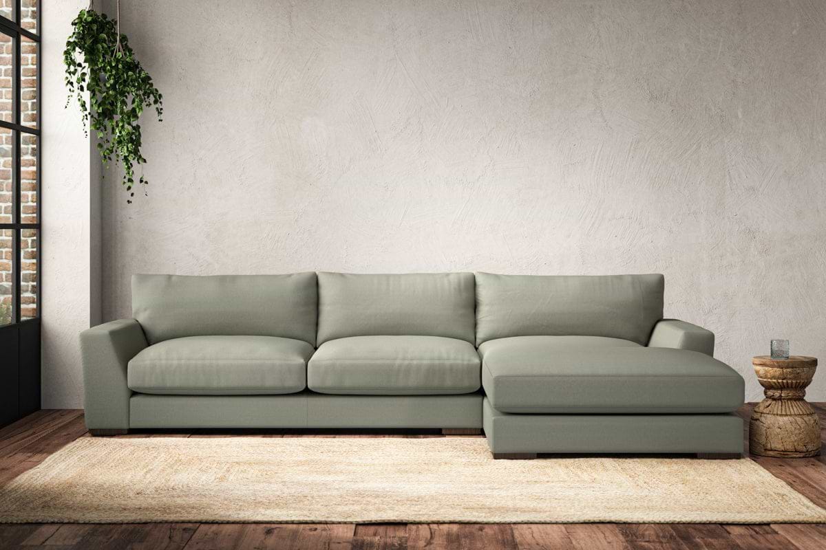 Guddu Large Right Hand Chaise Sofa - Recycled Cotton Seaspray-MAKE TO ORDER-Nkuku