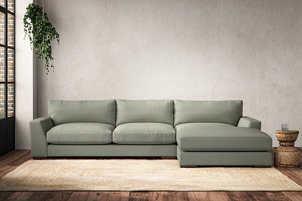 Guddu Large Right Hand Chaise Sofa - Recycled Cotton Seaspray