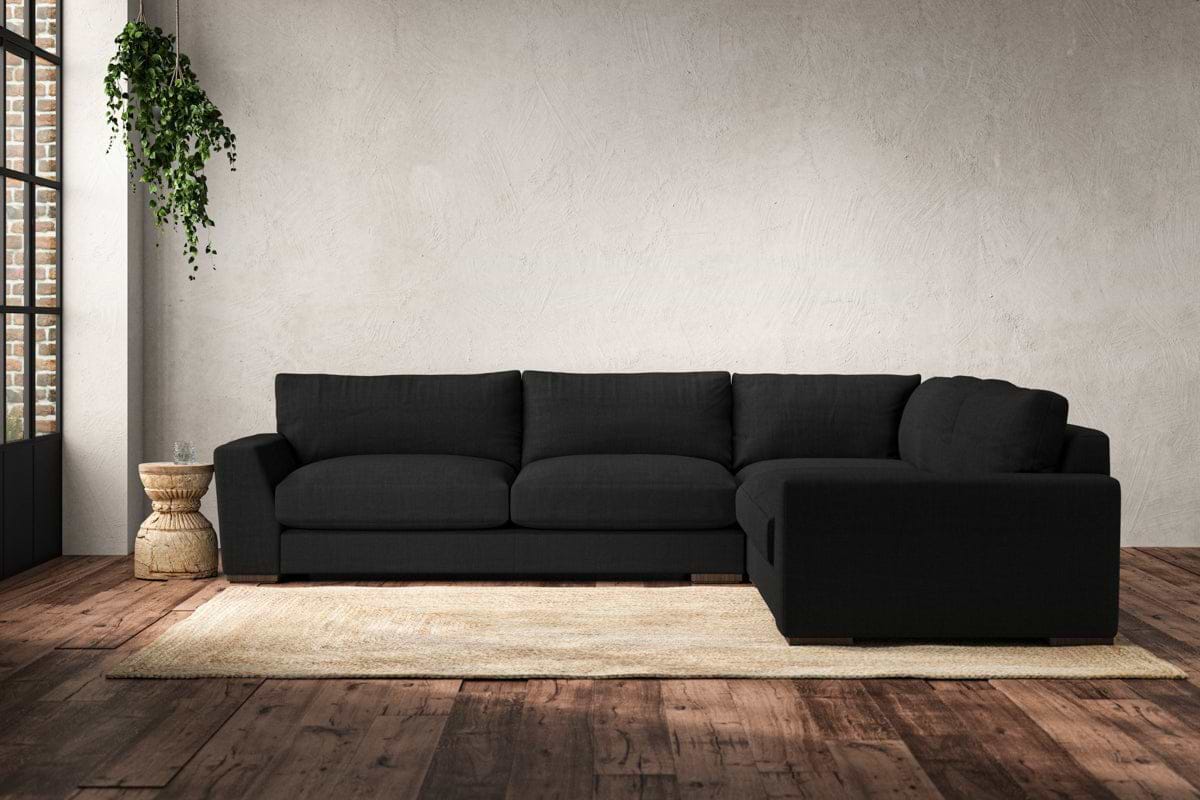 Guddu Large Right Hand Corner Sofa - Brera Linen Charcoal-MAKE TO ORDER-Nkuku