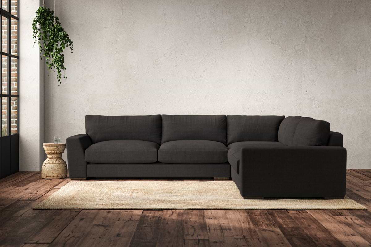 Guddu Large Right Hand Corner Sofa - Brera Linen Espresso-MAKE TO ORDER-Nkuku