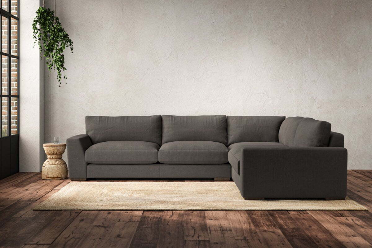 Guddu Large Right Hand Corner Sofa - Brera Linen Granite-MAKE TO ORDER-Nkuku