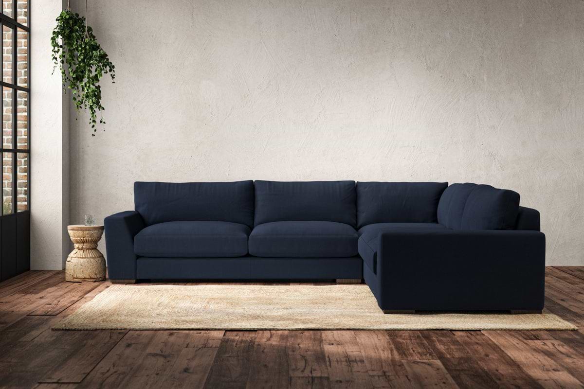 Guddu Large Right Hand Corner Sofa - Brera Linen Indigo-MAKE TO ORDER-Nkuku