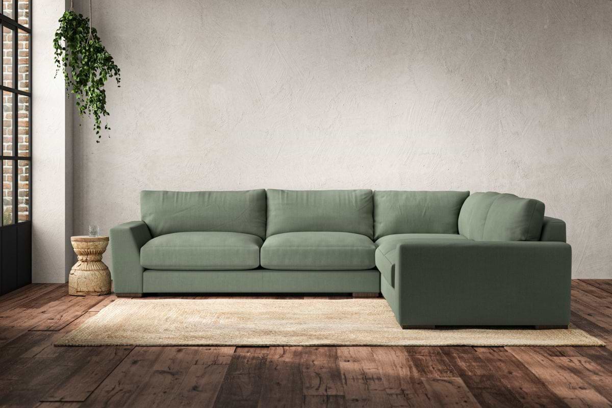 Guddu Large Right Hand Corner Sofa - Brera Linen Jade-MAKE TO ORDER-Nkuku