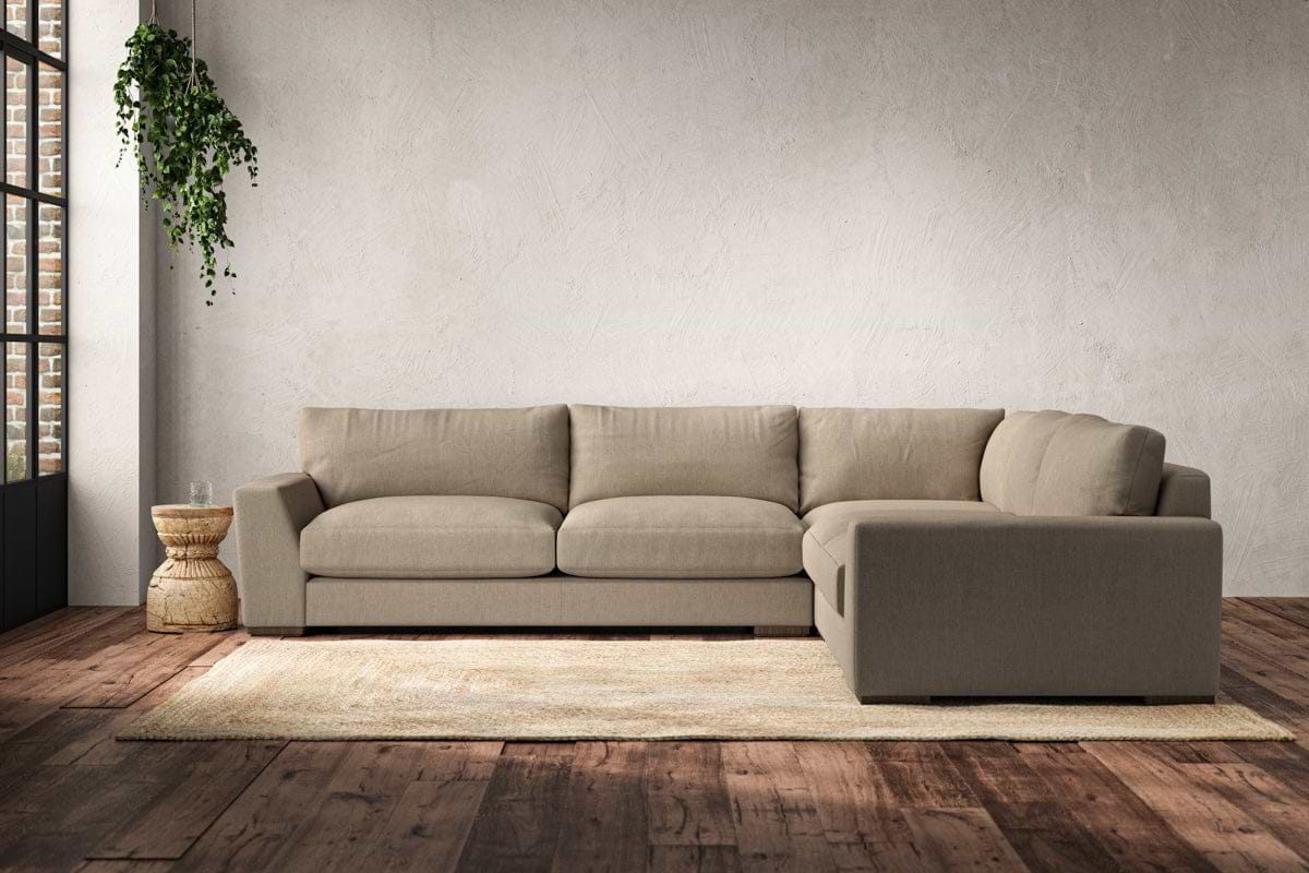 Guddu Large Right Hand Corner Sofa - Brera Linen Pebble-MAKE TO ORDER-Nkuku