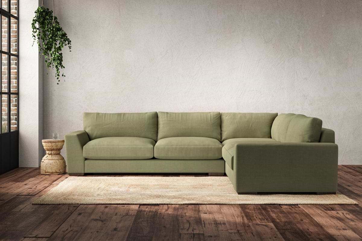 Guddu Large Right Hand Corner Sofa - Brera Linen Sage-MAKE TO ORDER-Nkuku