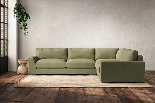 Guddu Large Right Hand Corner Sofa - Brera Linen Sage-MAKE TO ORDER-Nkuku