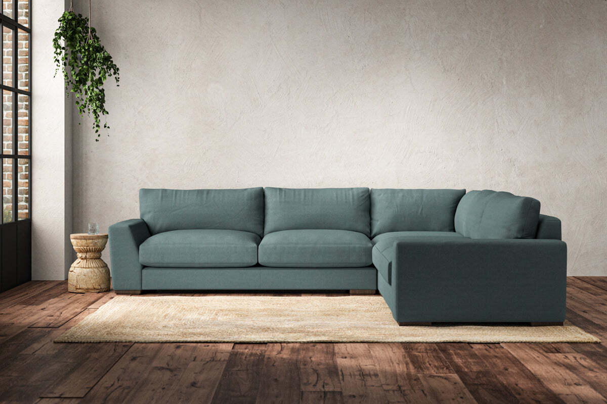 Guddu Large Right Hand Corner Sofa - Recycled Cotton Airforce-MAKE TO ORDER-Nkuku