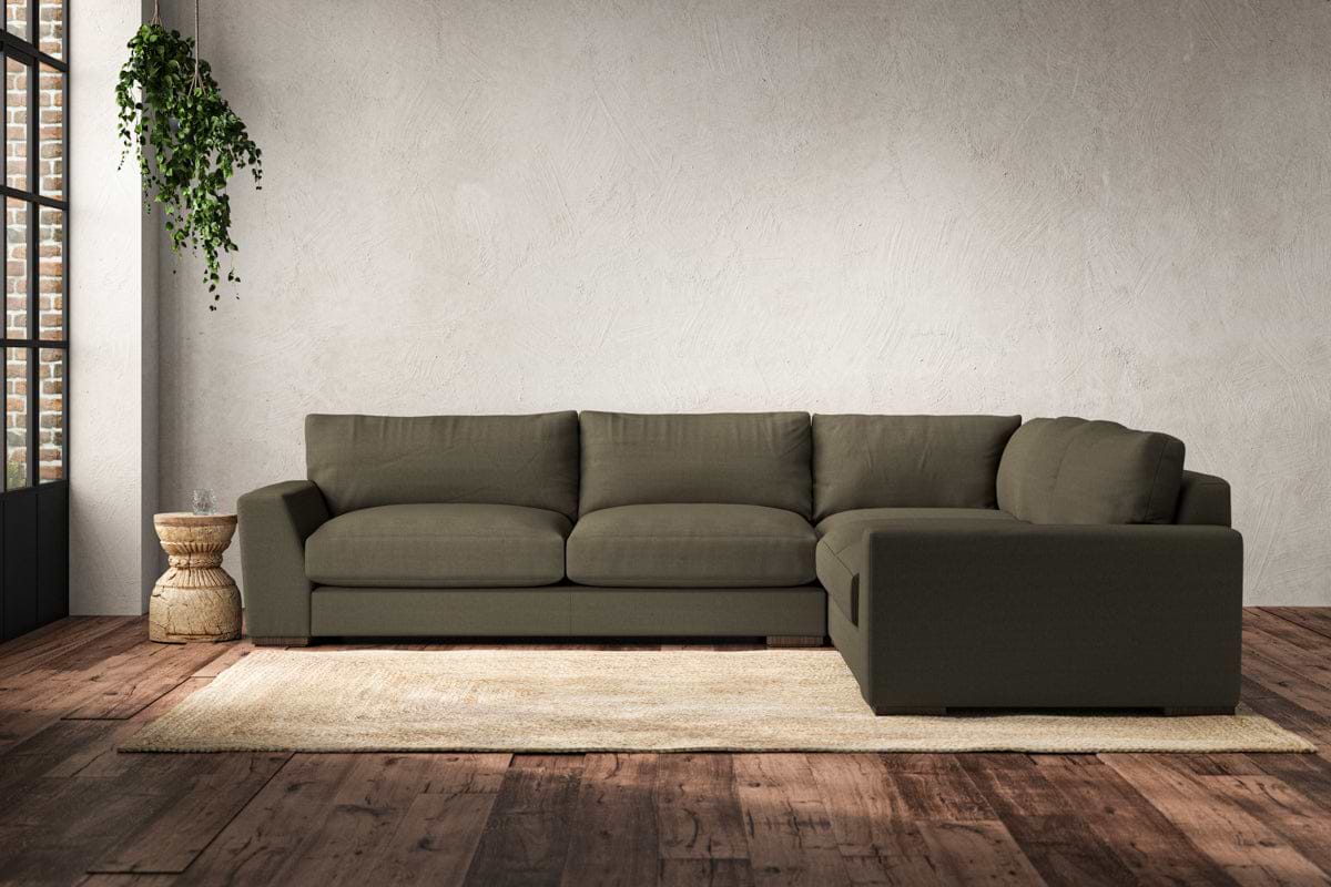 Guddu Large Right Hand Corner Sofa - Recycled Cotton Fatigue-MAKE TO ORDER-Nkuku