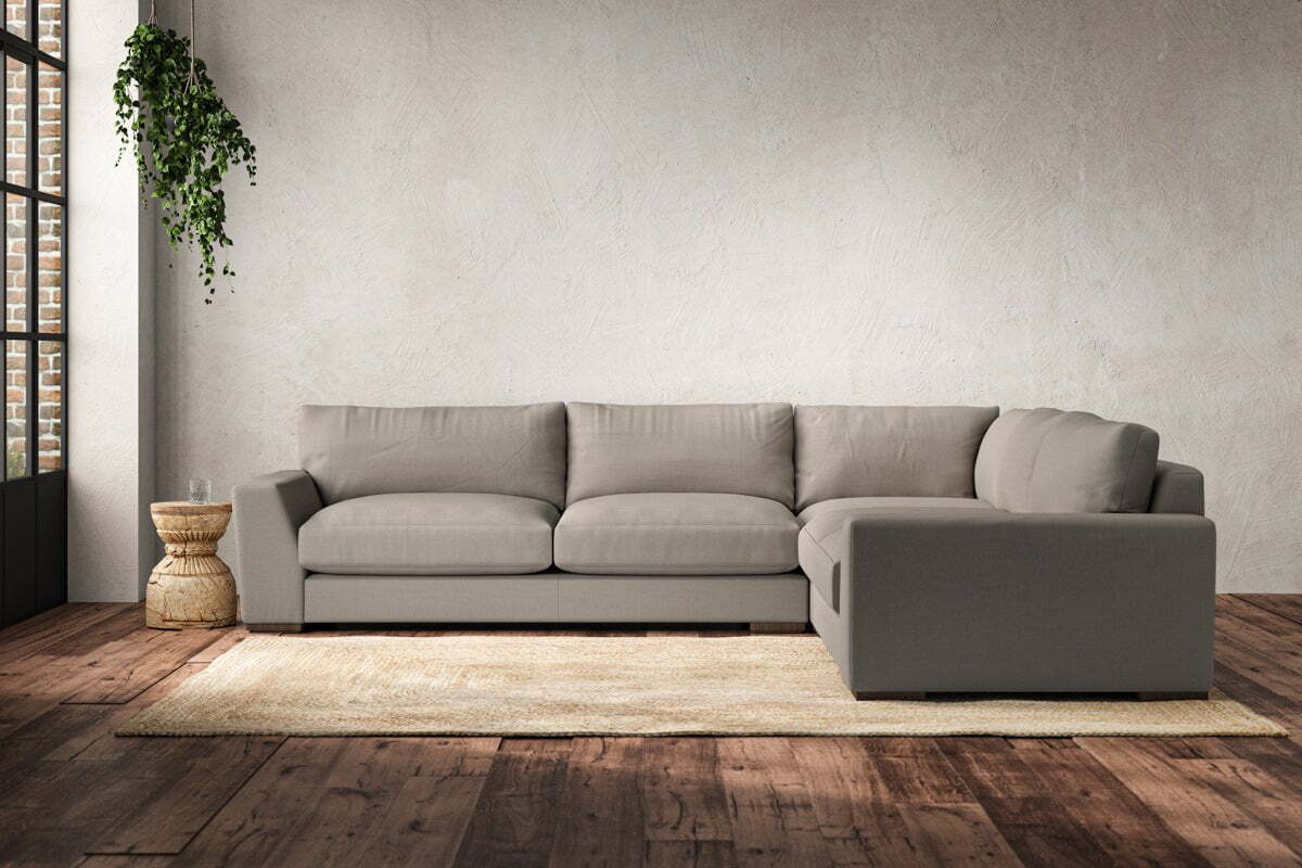 Guddu Large Right Hand Corner Sofa - Recycled Cotton Flax-MAKE TO ORDER-Nkuku