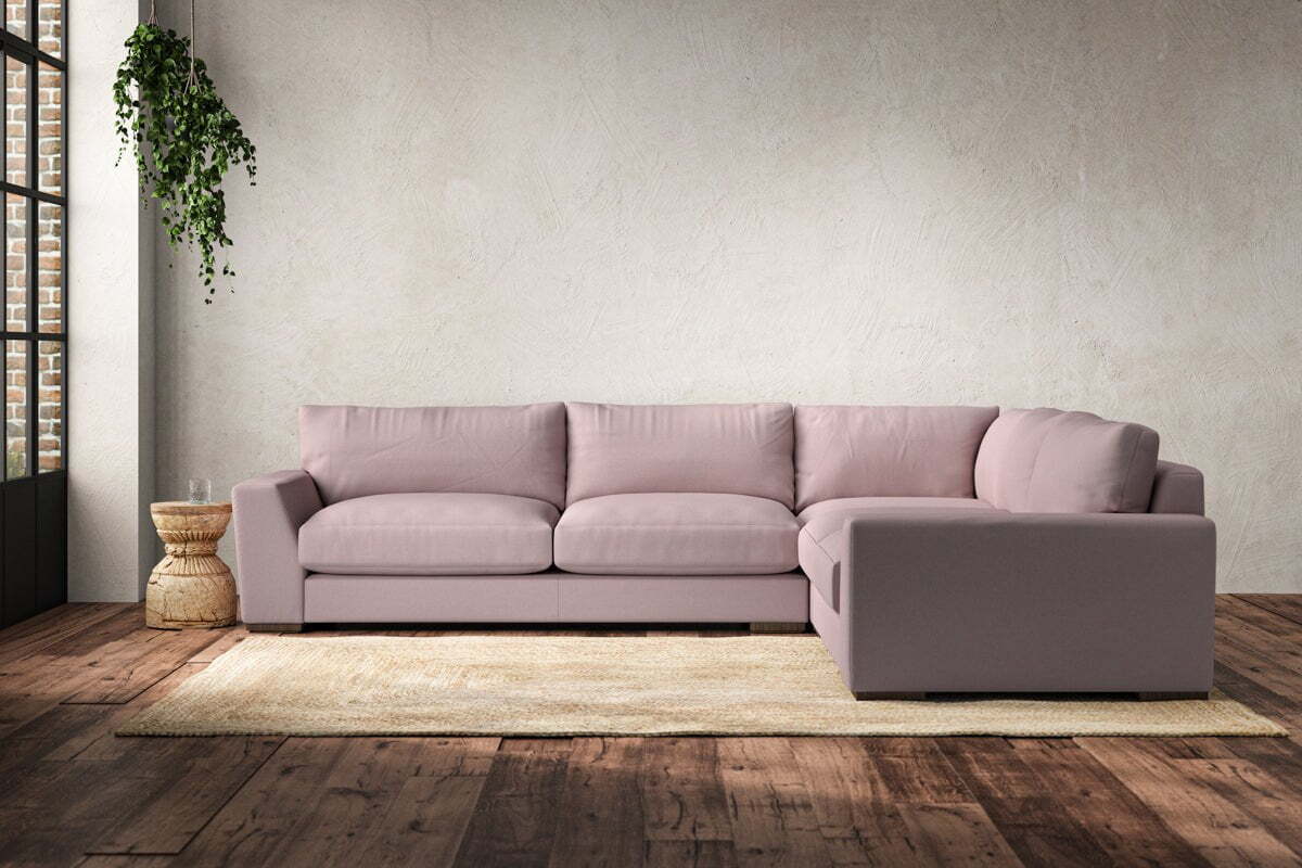 Guddu Large Right Hand Corner Sofa - Recycled Cotton Lavender-MAKE TO ORDER-Nkuku