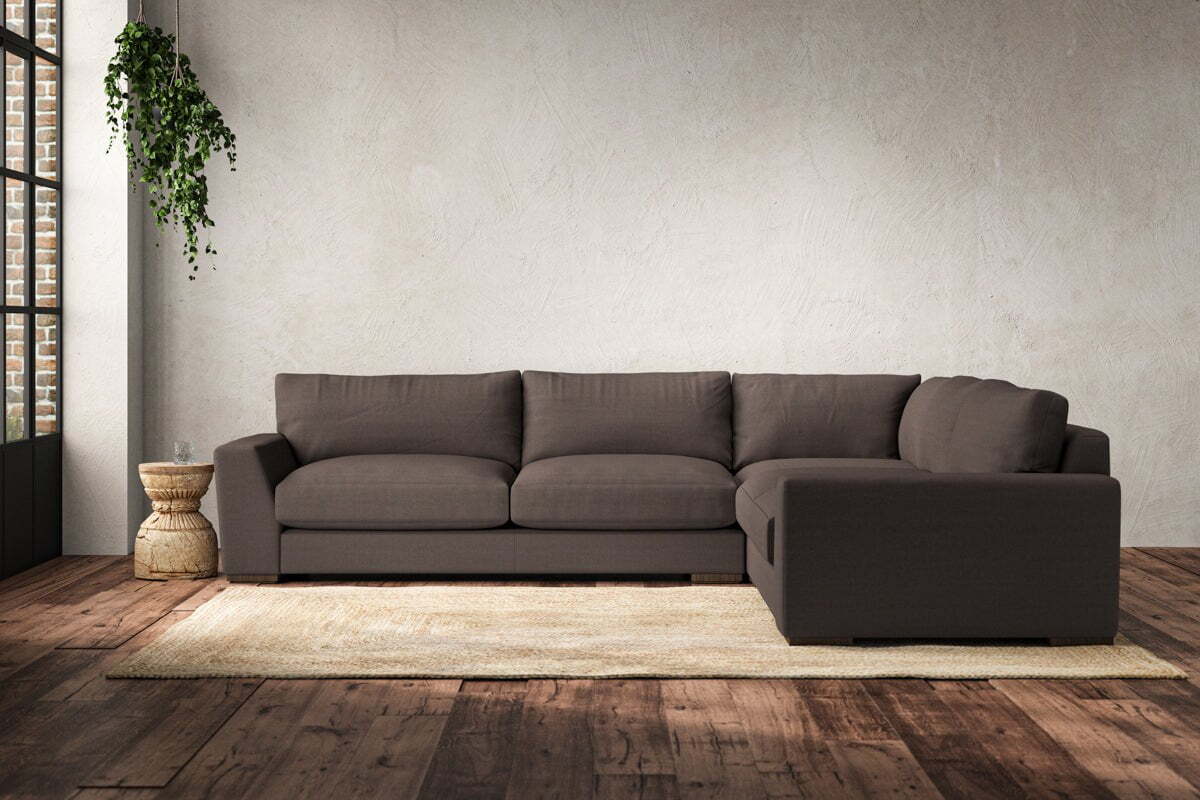 Guddu Large Right Hand Corner Sofa - Recycled Cotton Mocha-MAKE TO ORDER-Nkuku