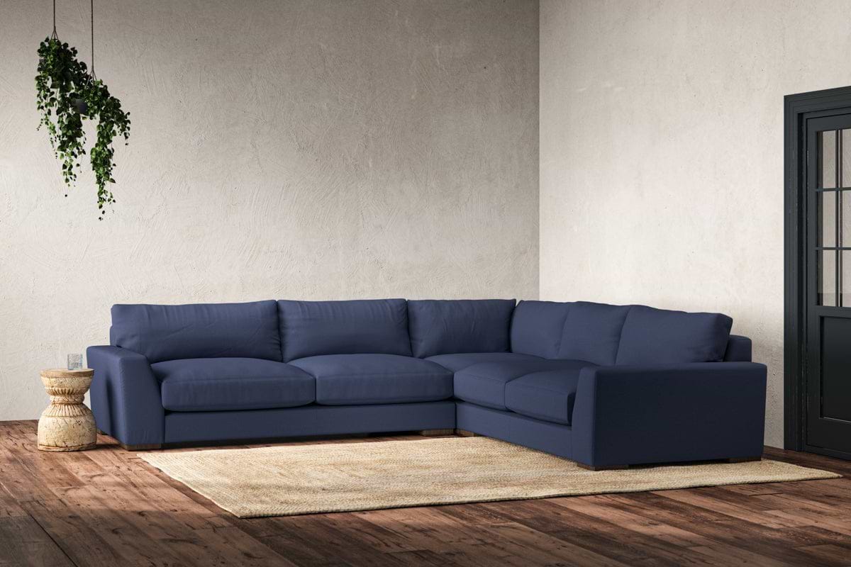 Guddu Large Right Hand Corner Sofa - Recycled Cotton Navy