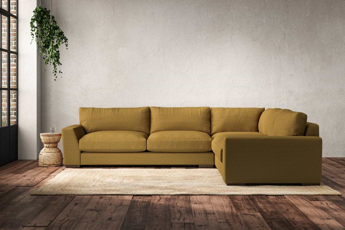 Guddu Large Right Hand Corner Sofa - Recycled Cotton Ochre-MAKE TO ORDER-Nkuku