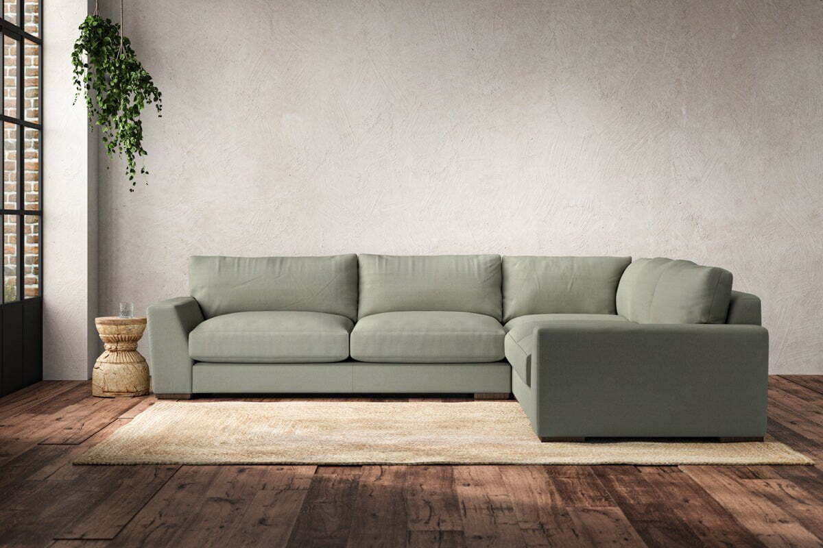 Guddu Large Right Hand Corner Sofa - Recycled Cotton Seaspray-MAKE TO ORDER-Nkuku