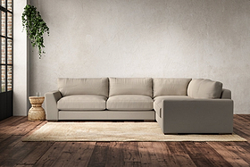 Guddu Large Right Hand Corner Sofa - Recycled Cotton Stone
