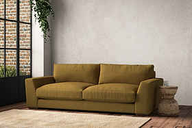 Guddu Large Sofa - Recycled Cotton Ochre-MAKE TO ORDER-Nkuku