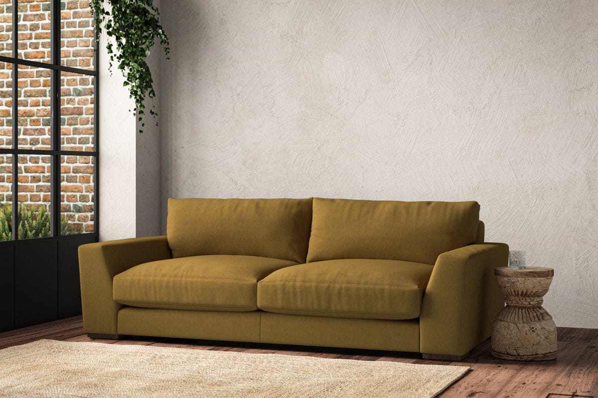 Guddu Large Sofa - Recycled Cotton Ochre-MAKE TO ORDER-Nkuku
