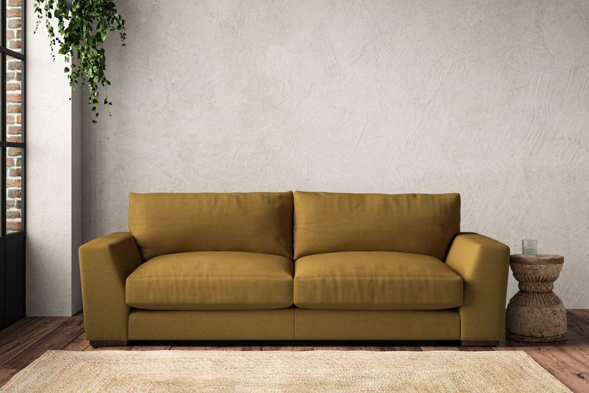 Guddu Large Sofa - Recycled Cotton Ochre-MAKE TO ORDER-Nkuku