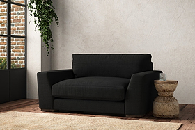 Guddu Love Seat - Brera Linen Charcoal-MAKE TO ORDER-Nkuku