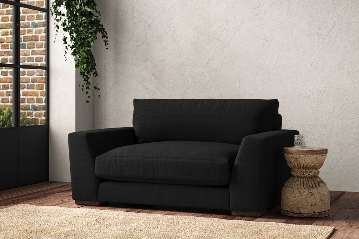 Guddu Love Seat - Brera Linen Charcoal-MAKE TO ORDER-Nkuku