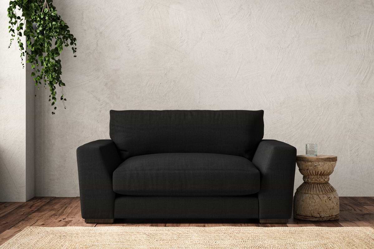 Guddu Love Seat - Brera Linen Charcoal-MAKE TO ORDER-Nkuku