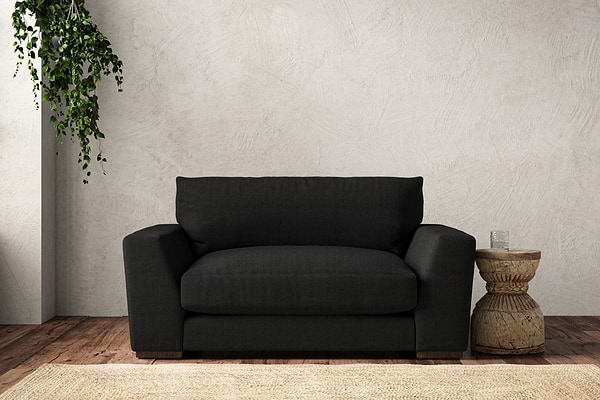 Guddu Love Seat - Brera Linen Charcoal-MAKE TO ORDER-Nkuku