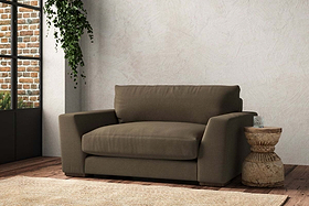 Guddu Love Seat - Brera Linen Chestnut-MAKE TO ORDER-Nkuku