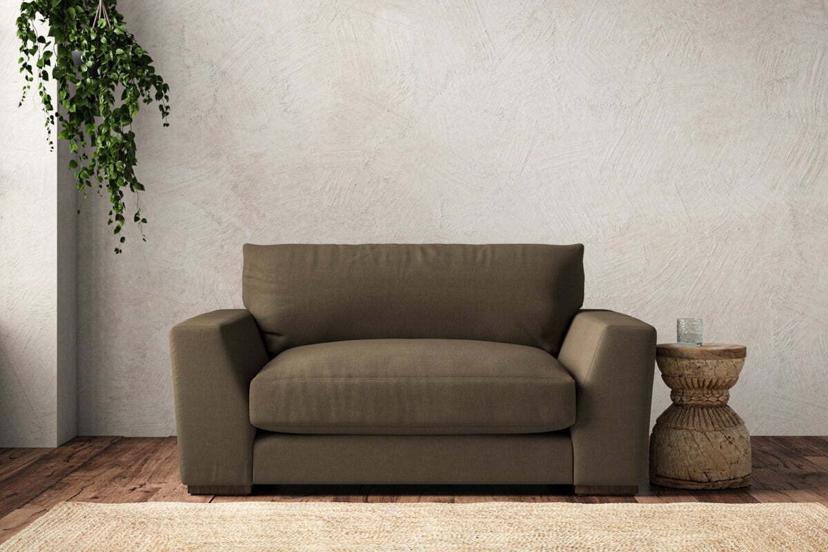 Guddu Love Seat - Brera Linen Chestnut-MAKE TO ORDER-Nkuku