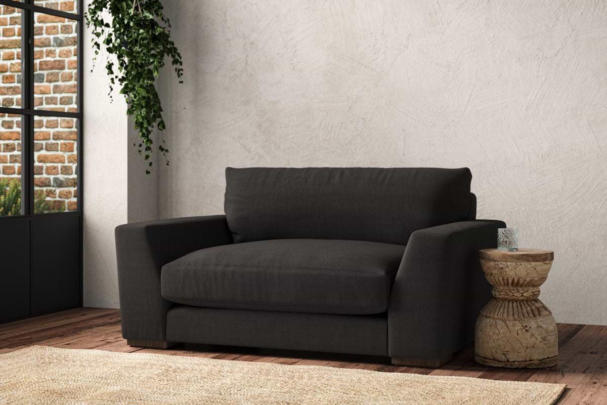 Guddu Love Seat - Brera Linen Espresso-MAKE TO ORDER-Nkuku