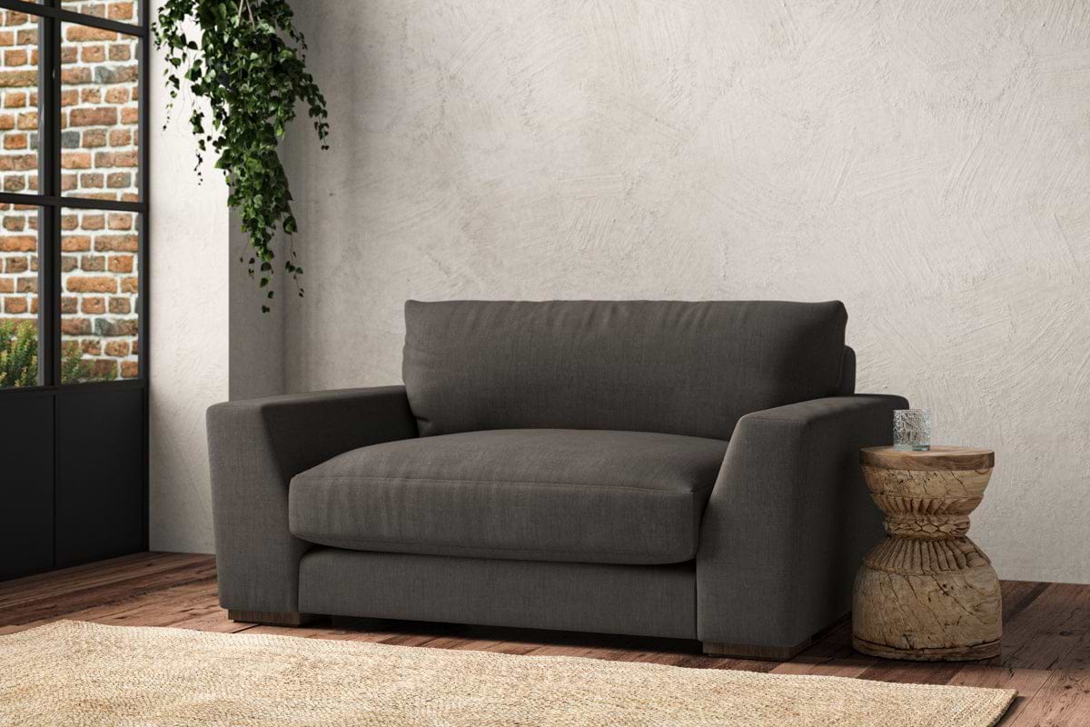 Guddu Love Seat - Brera Linen Granite-MAKE TO ORDER-Nkuku