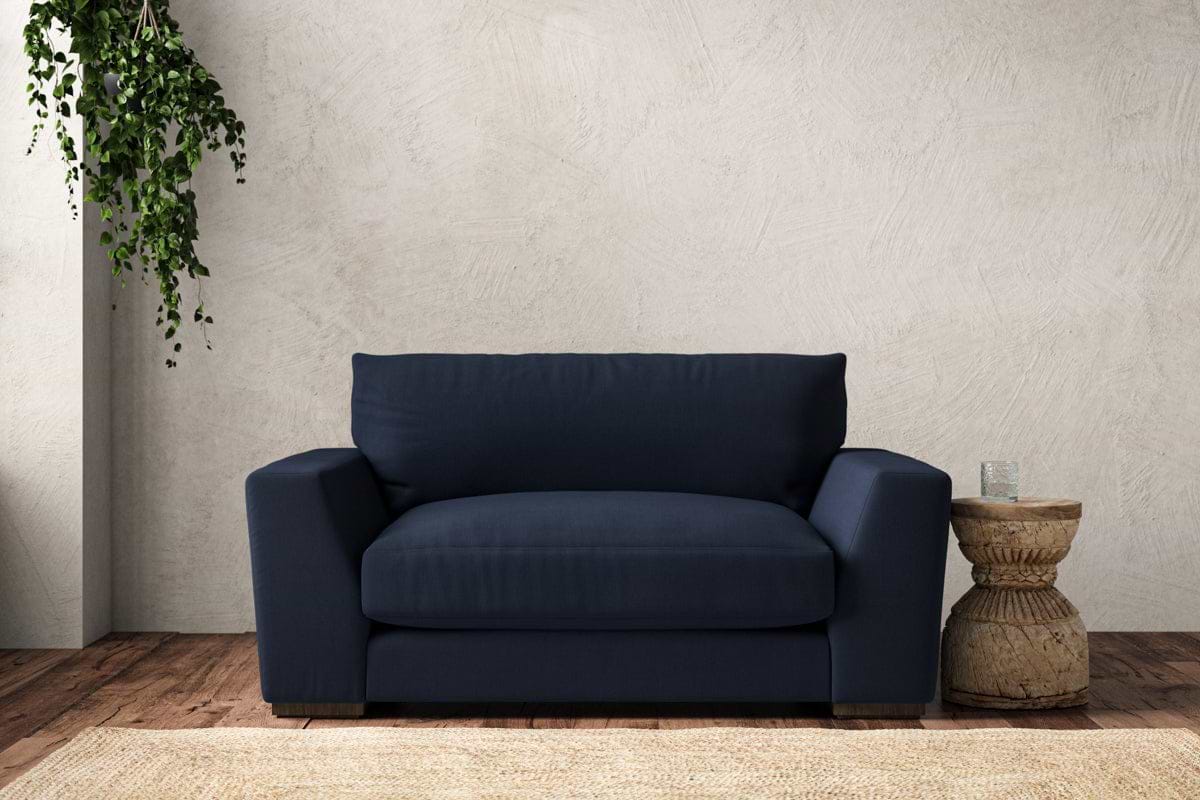 Guddu Love Seat - Brera Linen Indigo-MAKE TO ORDER-Nkuku
