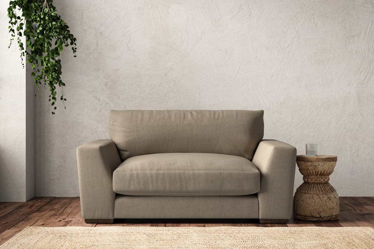 Guddu Love Seat - Brera Linen Pebble-MAKE TO ORDER-Nkuku