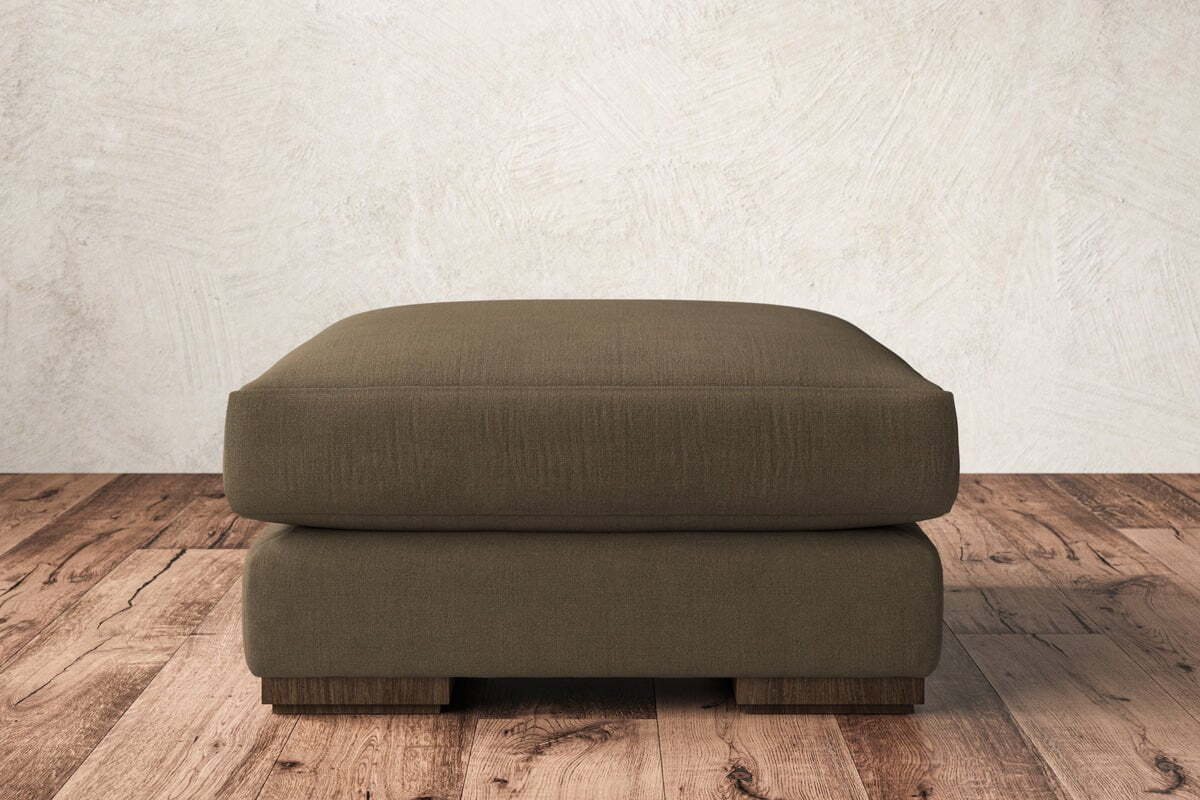 Guddu Medium Footstool - Brera Linen Chestnut-MAKE TO ORDER-Nkuku