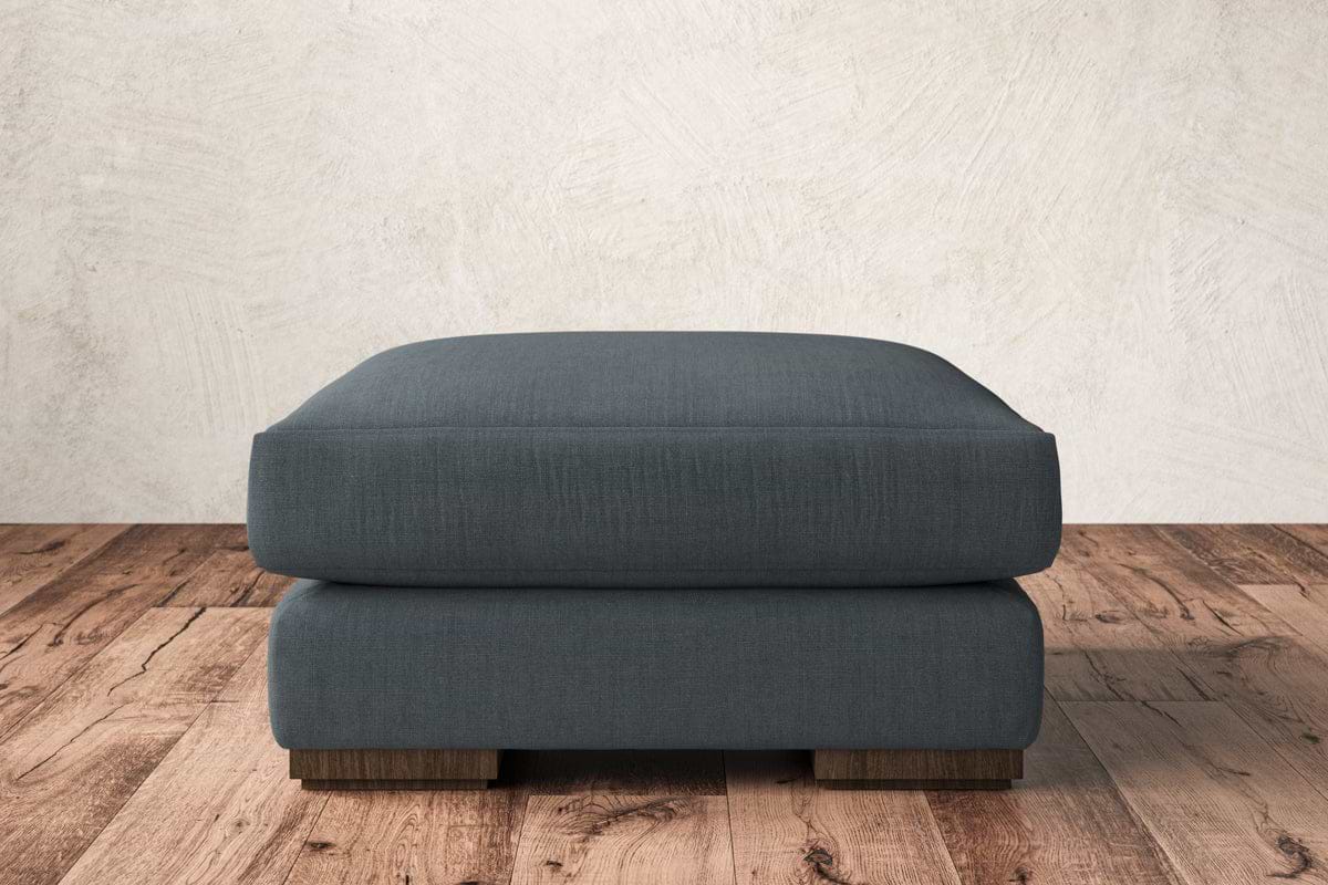 Guddu Medium Footstool - Brera Linen Dusk-MAKE TO ORDER-Nkuku