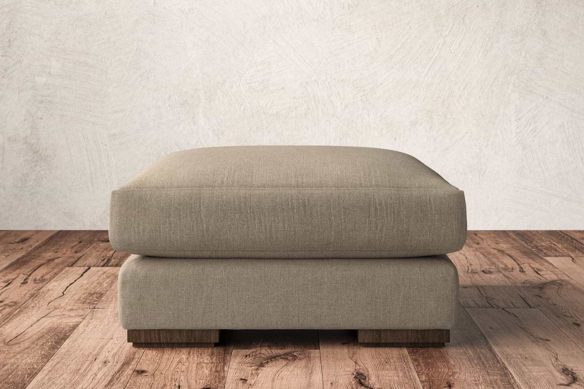 Guddu Medium Footstool - Brera Linen Pebble-MAKE TO ORDER-Nkuku