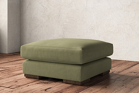 Guddu Medium Footstool - Brera Linen Sage