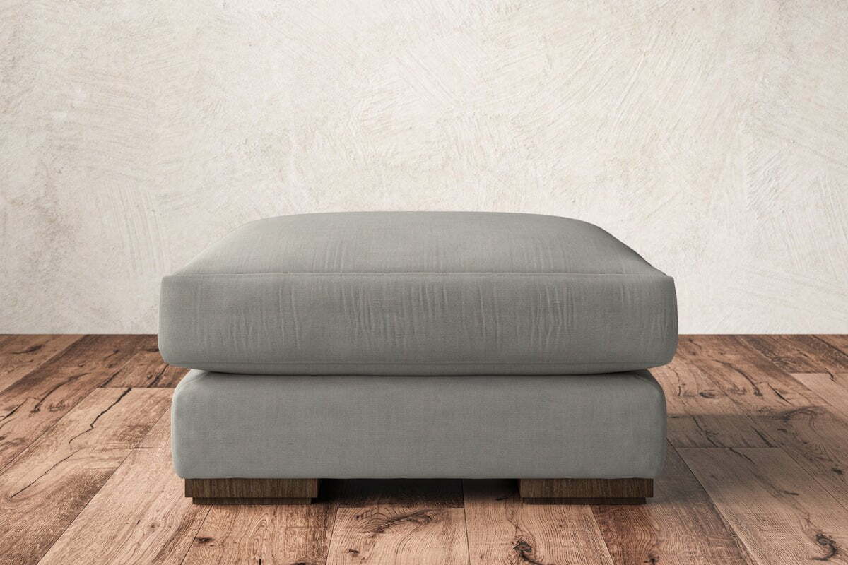 Guddu Medium Footstool - Brera Linen Smoke-MAKE TO ORDER-Nkuku