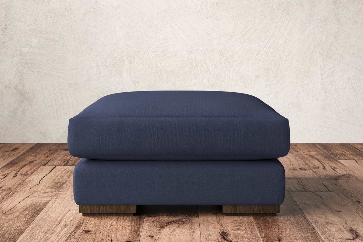 Guddu Medium Footstool - Recycled Cotton Navy-MAKE TO ORDER-Nkuku