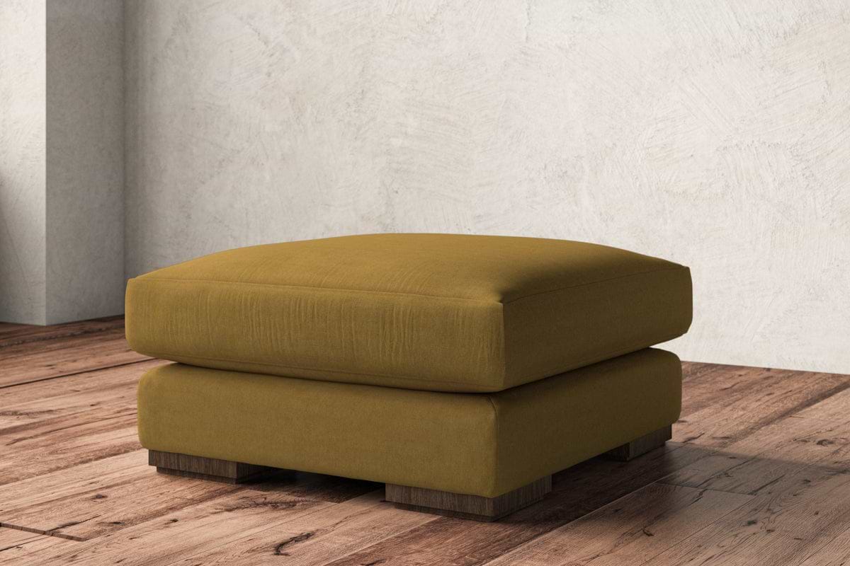 Guddu Medium Footstool - Recycled Cotton Ochre