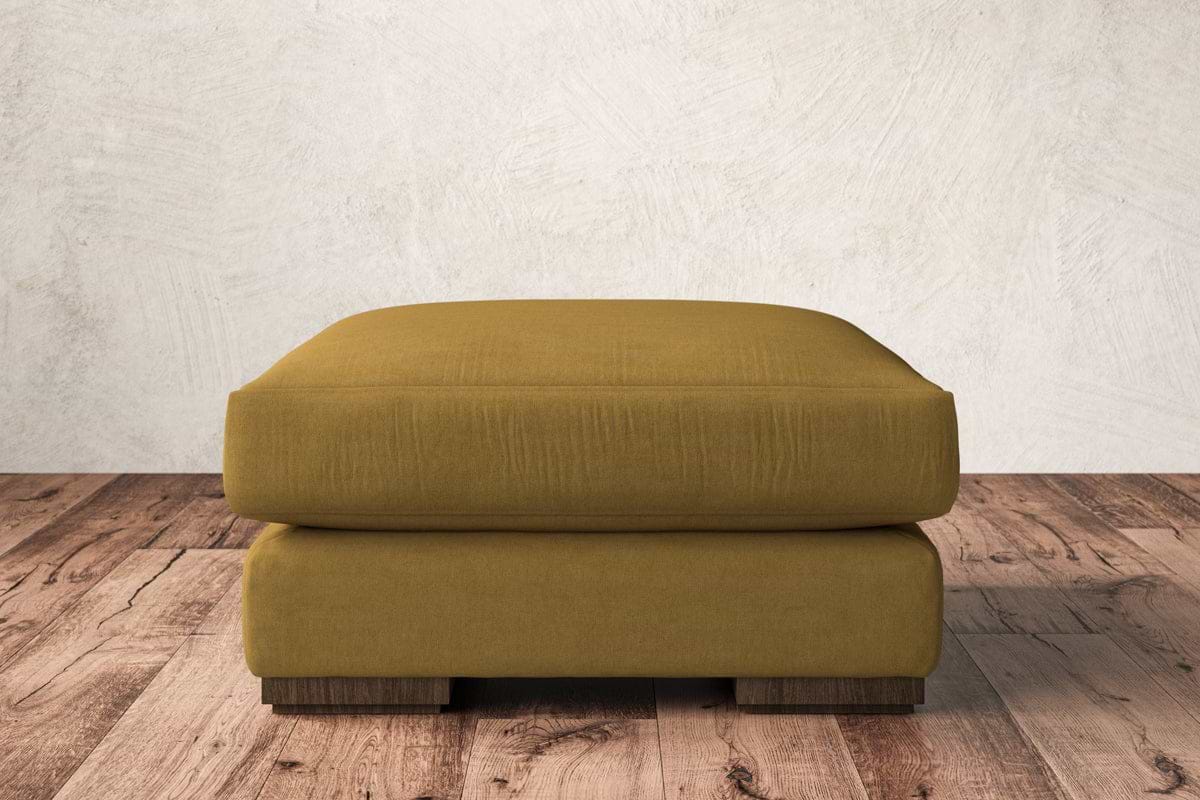 Guddu Medium Footstool - Recycled Cotton Ochre-MAKE TO ORDER-Nkuku