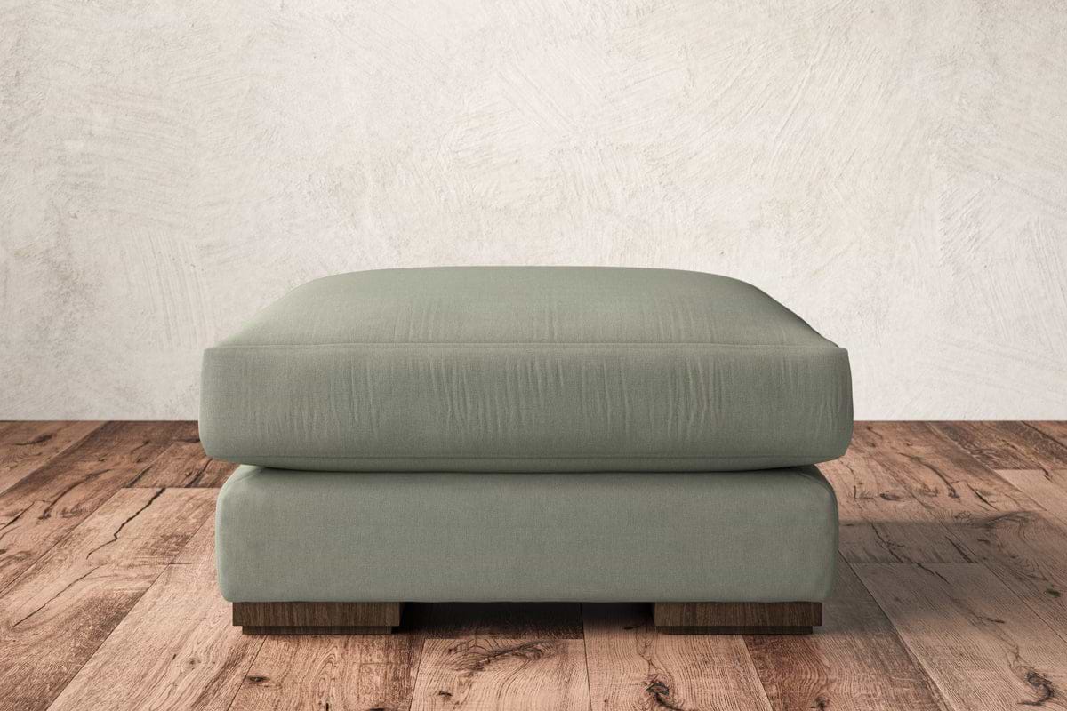 Guddu Medium Footstool - Recycled Cotton Seaspray-MAKE TO ORDER-Nkuku
