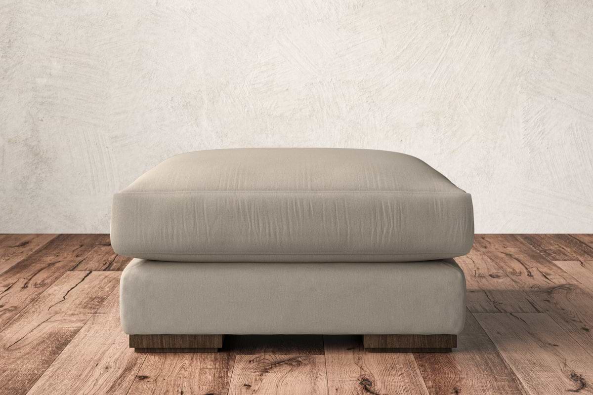 Guddu Medium Footstool - Recycled Cotton Stone-MAKE TO ORDER-Nkuku