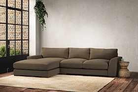 Guddu Medium Left Hand Chaise Sofa - Brera Linen Chestnut