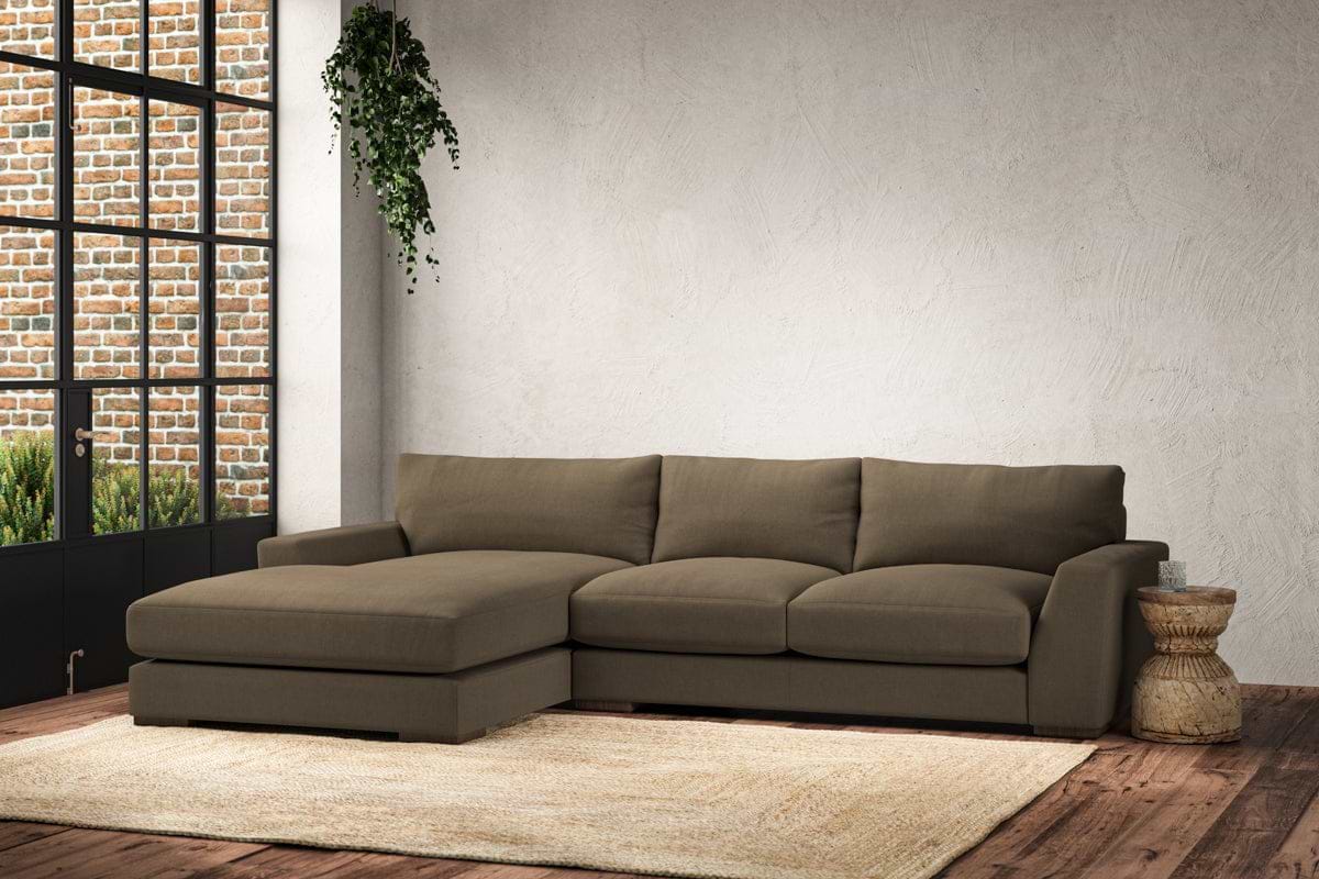 Guddu Medium Left Hand Chaise Sofa - Brera Linen Chestnut