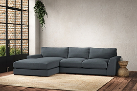 Guddu Medium Left Hand Chaise Sofa - Brera Linen Dusk