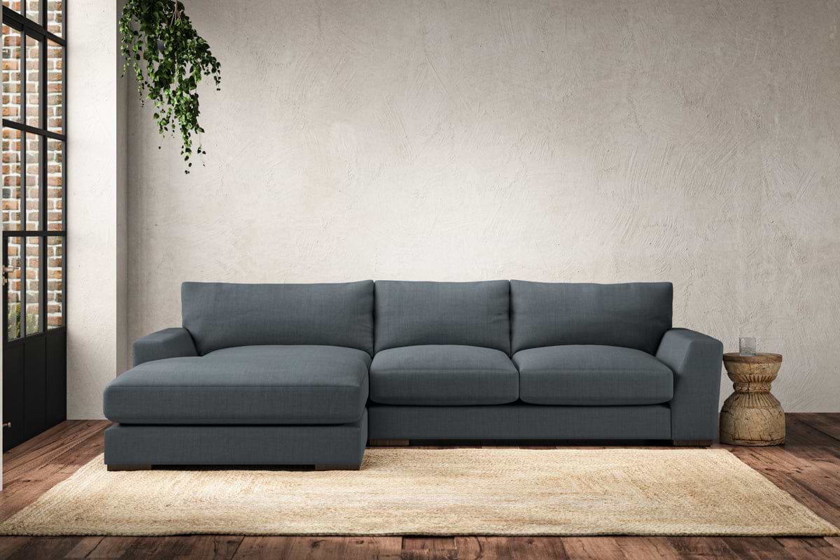 Guddu Medium Left Hand Chaise Sofa - Brera Linen Dusk-MAKE TO ORDER-Nkuku