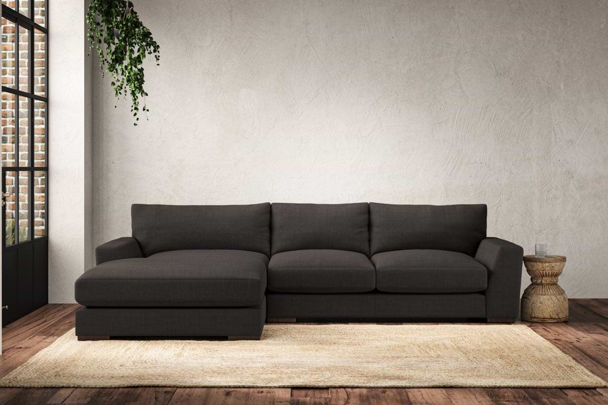 Guddu Medium Left Hand Chaise Sofa - Brera Linen Espresso-MAKE TO ORDER-Nkuku