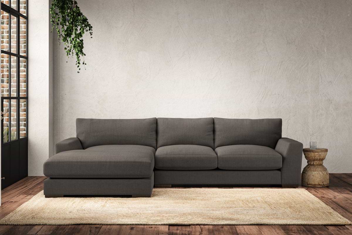 Guddu Medium Left Hand Chaise Sofa - Brera Linen Granite-MAKE TO ORDER-Nkuku
